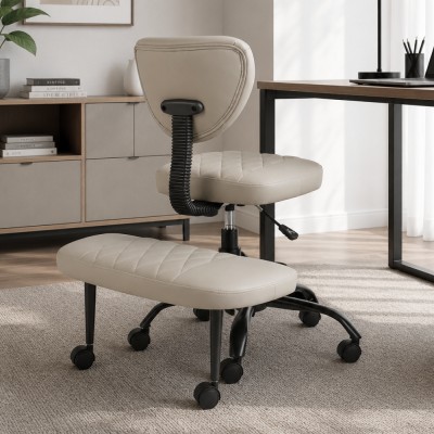 Scaun de îngenuncheat ergonomic, gri-maro Taupe piele ecologică/negru, SAMER