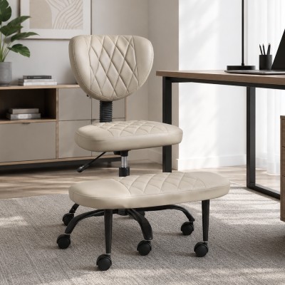 Scaun de îngenuncheat ergonomic, gri-maro Taupe piele ecologică/negru, SAMER