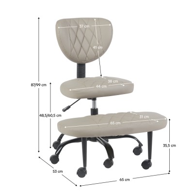 Scaun de îngenuncheat ergonomic, gri-maro Taupe piele ecologică/negru, SAMER