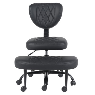 Scaun de îngenuncheat ergonomic, piele ecologică negru/negru, SAMER