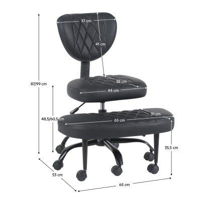 Scaun de îngenuncheat ergonomic, piele ecologică negru/negru, SAMER