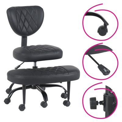 Scaun de îngenuncheat ergonomic, piele ecologică negru/negru, SAMER
