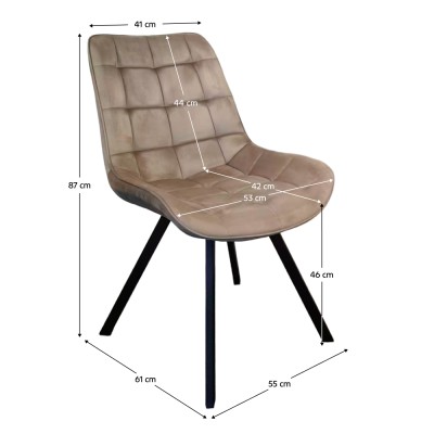Scaun de luat masa, ţesătură Velvet gri-maro Taupe/negru, SAMIRA