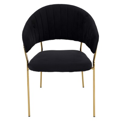 Scaun de sufragerie de design, material Velvet negru/gold crom auriu, DASMIN TIP 1