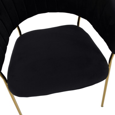 Scaun de sufragerie de design, material Velvet negru/gold crom auriu, DASMIN TIP 1