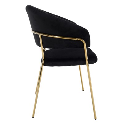 Scaun de sufragerie de design, material Velvet negru/gold crom auriu, DASMIN TIP 1