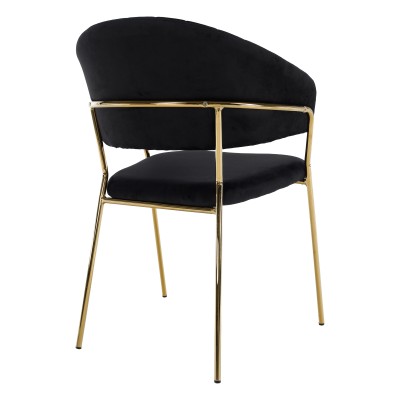 Scaun de sufragerie de design, material Velvet negru/gold crom auriu, DASMIN TIP 1