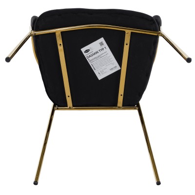 Scaun de sufragerie de design, material Velvet negru/gold crom auriu, DASMIN TIP 1