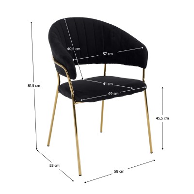 Scaun de sufragerie de design, material Velvet negru/gold crom auriu, DASMIN TIP 1