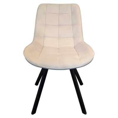 Scaun de sufragerie, ţesătură Velvet bej/negru, SAMIRA