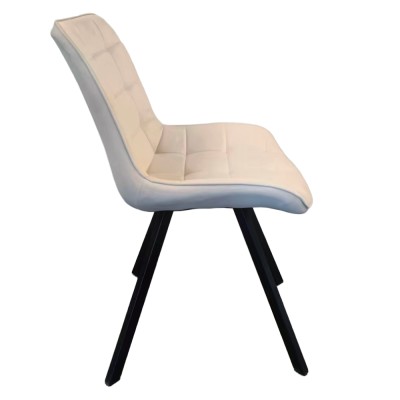 Scaun de sufragerie, ţesătură Velvet bej/negru, SAMIRA