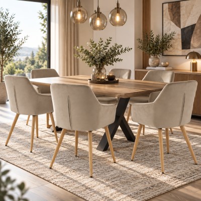 Scaun dining, material gri/ fag, CRISTIAN