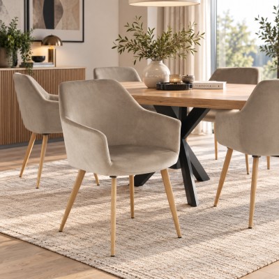 Scaun dining, material gri/ fag, CRISTIAN