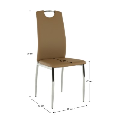 Scaun dining, piele ecologică bej, ERVINA