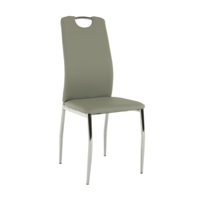 Scaun dining, piele ecologică gri, ERVINA
