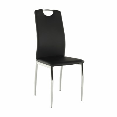 Scaun dining, piele ecologică neagră, ERVINA