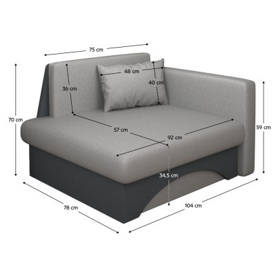 Scaun extensibil, gri/gri închis, pe dreapta, KUBOŠ NEW