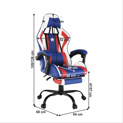 Scaun gaming, albastru/ roşu/ alb, CAPITAN AMERICA