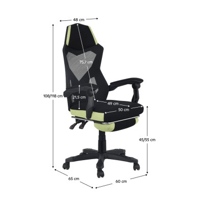 Scaun gaming, negru/ verde, TOM