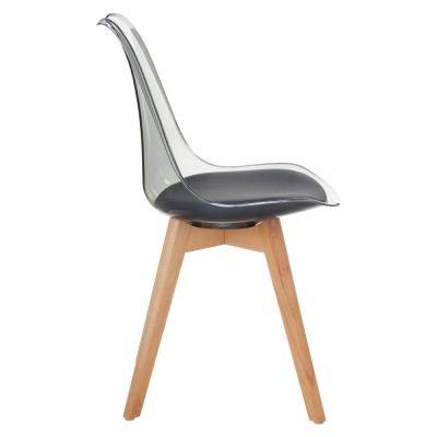 Scaun, negru transparent, acrilic/piele ecologică/fag, BALI 3 NEW