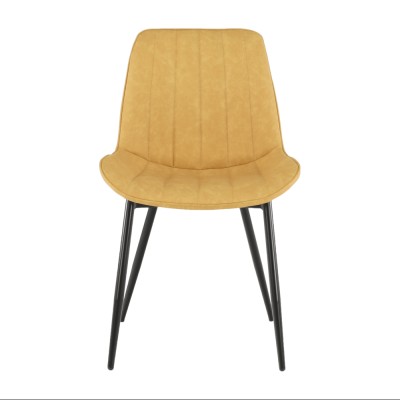 Scaun, piele ecologică galben/negru, HAZAL