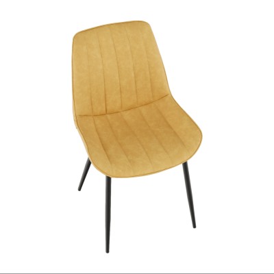 Scaun, piele ecologică galben/negru, HAZAL