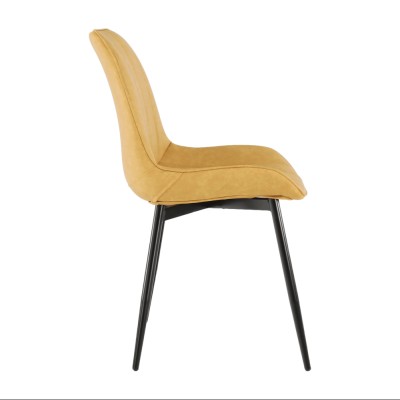 Scaun, piele ecologică galben/negru, HAZAL