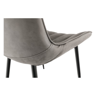 Scaun, piele ecologică gri deschis/negru, HAZAL