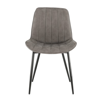 Scaun, piele ecologică gri deschis/negru, HAZAL