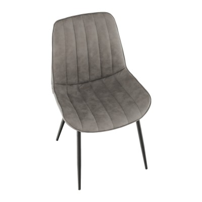 Scaun, piele ecologică gri deschis/negru, HAZAL