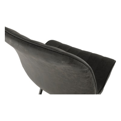 Scaun, piele ecologică gri închis/negru, HAZAL