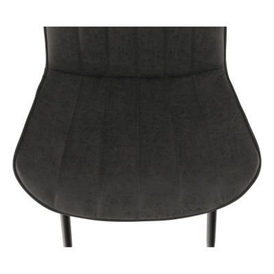 Scaun, piele ecologică gri închis/negru, HAZAL