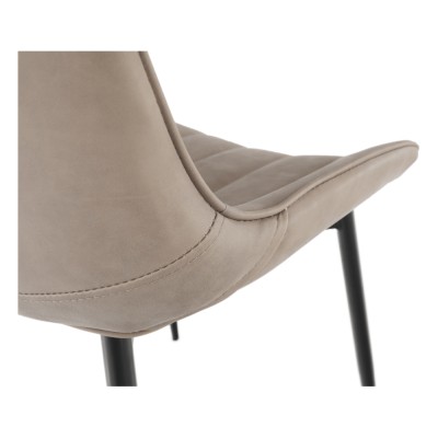 Scaun, piele ecologică gri maroniu taupe/negru, HAZAL