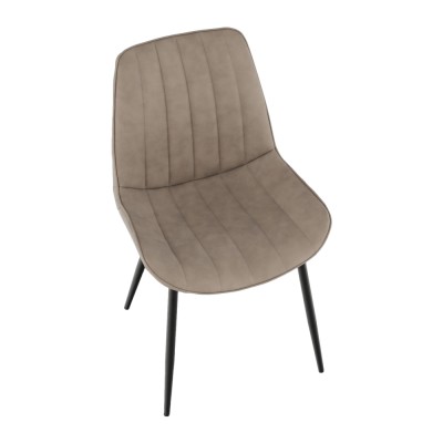 Scaun, piele ecologică gri maroniu taupe/negru, HAZAL