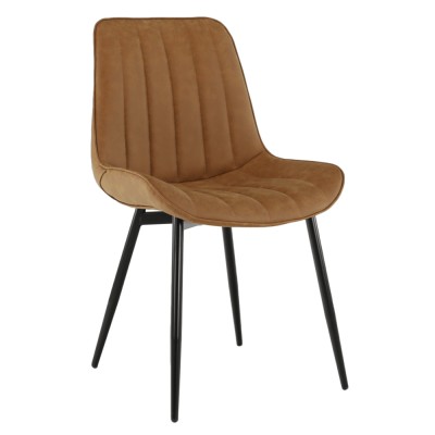 Scaun, piele ecologică maro camel/negru, HAZAL