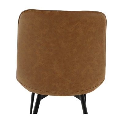 Scaun, piele ecologică maro camel/negru, HAZAL