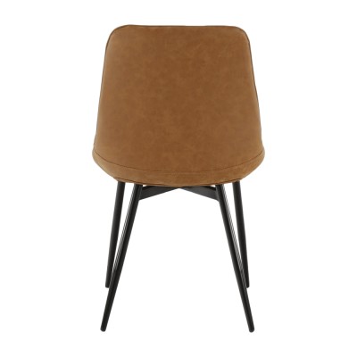 Scaun, piele ecologică maro camel/negru, HAZAL