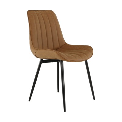 Scaun, piele ecologică maro camel/negru, HAZAL