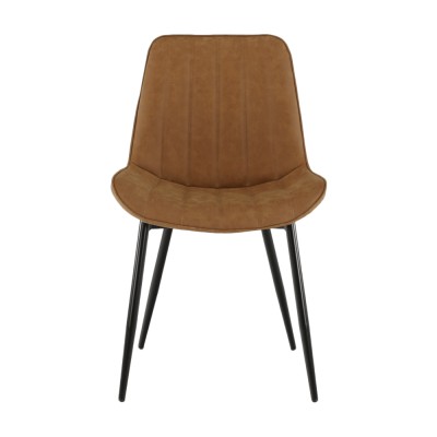 Scaun, piele ecologică maro camel/negru, HAZAL