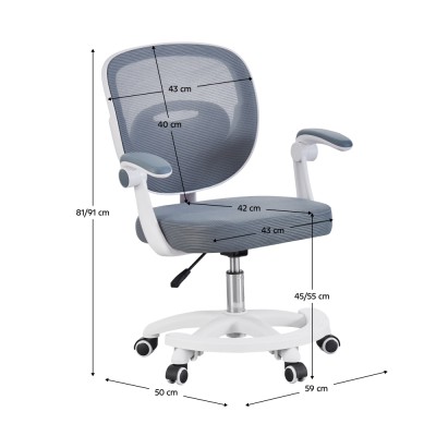 Scaun pivotant, gri/alb, TRIXI TYP 2