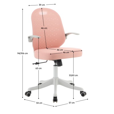 Scaun pivotant, roz/alb, TARIA