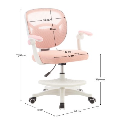 Scaun pivotant, roz/alb, TREXA