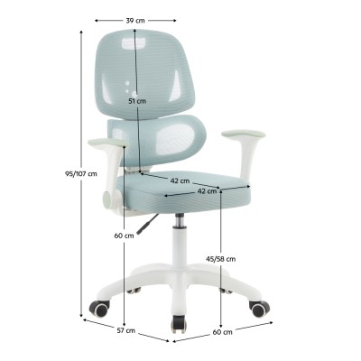 Scaun rotativ, neomint/alb, LISTER