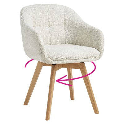 Scaun rotativ pentru sufragerie, crem/fag, DIMER