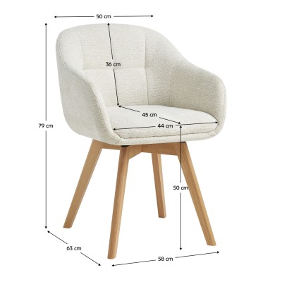 Scaun rotativ pentru sufragerie, crem/fag, DIMER