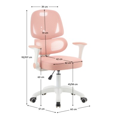 Scaun rotativ, roz/alb, LISTER
