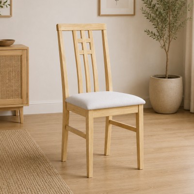 Scaun, stejar sonoma deschis/material crem, SILAS NEW