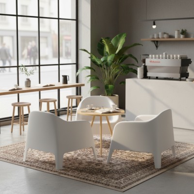 Scaun stivuibil, alb, plastic, SOKRA NEW