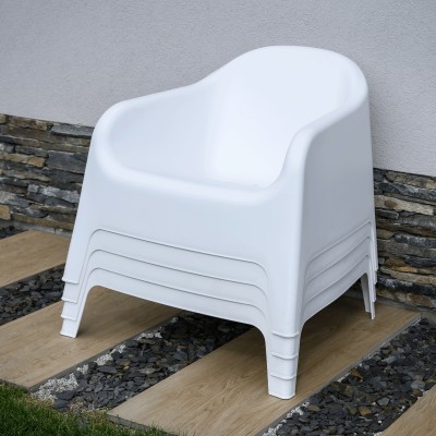 Scaun stivuibil, alb, plastic, SOKRA NEW