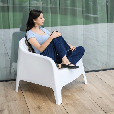 Scaun stivuibil, alb, plastic, SOKRA NEW